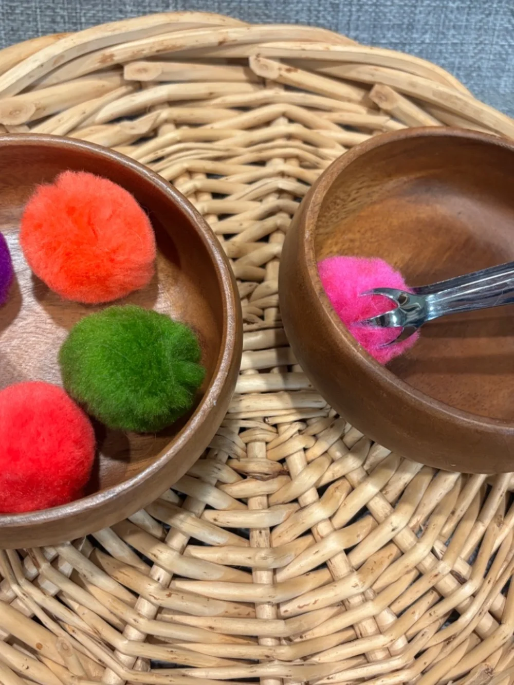 tonging jumbo poms transfer activity fine motor skills by idlewild montessori
